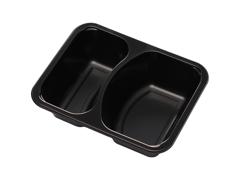Disposable Double Compartment Rectangular CPET Plastic Tray