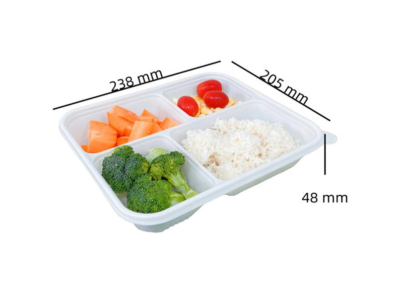 Compostable Eco-friendly 1000ML Four Compartment CPLA biodegradable containers for food