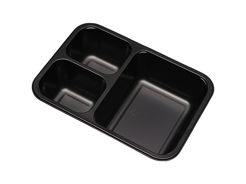 Ovenable Customized 3-Compartment CPET Rectangle Tray Food Containers