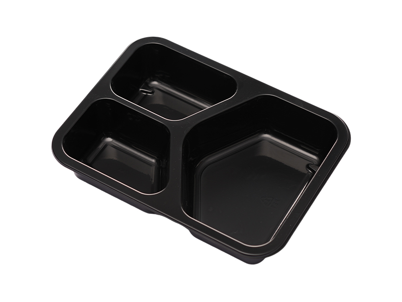 Customized 3-Compartment CPET Rectangle Tray Food Containers