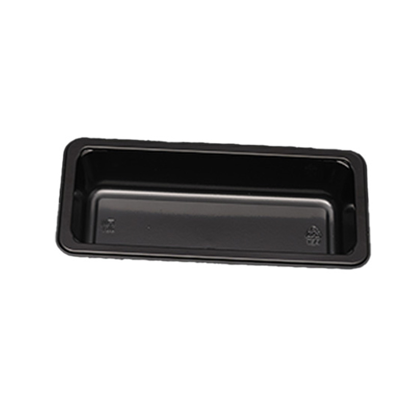 Single Compartment Rectangle Plastic CPET Black Food Tray