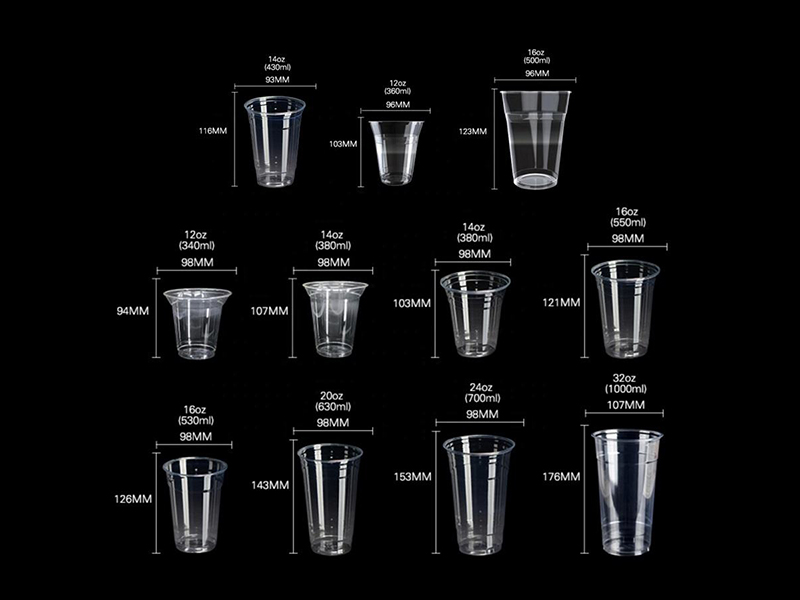 Clear PET Plastic Milk Tea Cup Disposable Cold Drink Packaging