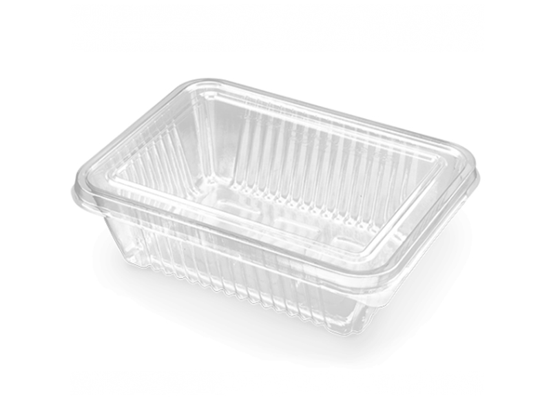 Disposable Clear PET Rectangle Take Away Food Fruit Salad Container With Lids