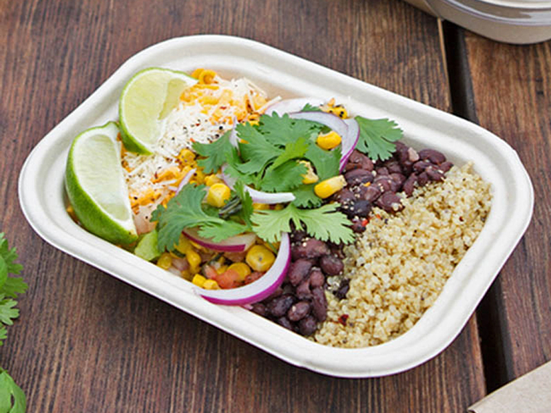 Sustainable Compostable CPLA Three Compartment Takeout Biodegradable Food Container