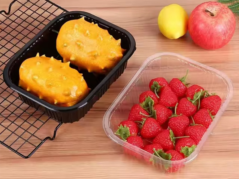 Disposable Clear PET Rectangle Take Away Food Fruit Salad Container With Lids