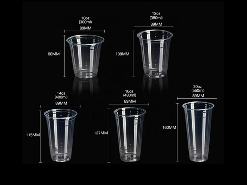 Clear PET Plastic Milk Tea Cup Disposable Cold Drink Packaging
