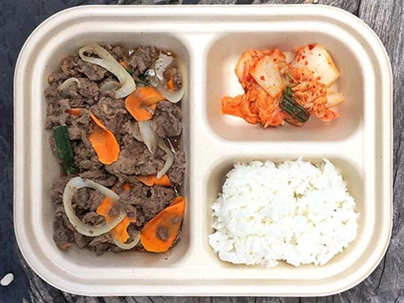 Sustainable Compostable CPLA Three Compartment Takeout Biodegradable Food Container