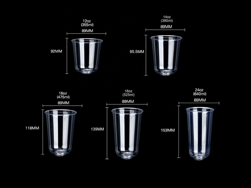 Clear PET Plastic Milk Tea Cup Disposable Cold Drink Packaging